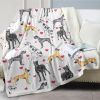Great Dane Dog Blanket Red Heart Puppy Print Sherpa Fleece Throw Blanket Funny Kawaii Dog Portrait Plush Blankets Love Pets Gift for Women Kids