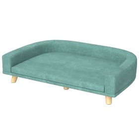 Large Dog Sofa Bed with Washable Cushion, Green, Comfortable Pet Couch for Dogs & Cats