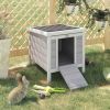 Rabbit Pen, Outdoor Wooden Rabbit Hutch Bunny Guinea Pig Cage with Waterproof Roof Gray