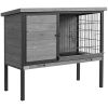 Elevated Rabbit Hutch Outdoor, Wooden Rabbit Cage Bunny House with Pull-out Tray and Openable Plastic Roof