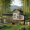 84" Wooden Chicken Coop Hen House with Run Nesting Box Outdoor Poultry Cage for 2-3 Chickens Removable Tray