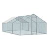 20 x 10 ft Large Metal Chicken Coop, Walk-in Poultry Cage Chicken Hen Run House with Waterproof Cover