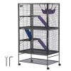 64.6" Rolling Metal Ferret Cage, Large 4-Tier Cage, Small Animal Cage with Ramps & Tray, Easy to Set up for Pet Rats, Hamster, Guinea Pig, Chinchilla