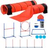 Dog Agility Training Equipment, 7 PCS Set Upgrade w/ Adjustable High Hurdles,6 Weave Poles,2 Tunnels,Jump Ring,Pause Box,Whistle,Foldable Bowl