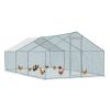 20 x 10 ft Large Metal Chicken Coop, Walk-in Poultry Cage Chicken Hen Run House with Waterproof Cover