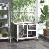 2-Story Bunny Hutch Indoor, Wooden Guinea Pig Cage with Tray, Casters, Lockable Doors, Ramp Gray