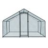 10 x 10 ft Large Metal Chicken Coop, Walk-in Poultry Cage Chicken Hen Run House with Waterproof Cover