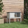 Elevated Rabbit Hutch, Wooden Bunny Cage with Hinged Asphalt Roof and Removable Tray, for Indoor/Outdoor, Gray