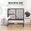 39" Rolling Metal Ferret Cage, Large 2-Tier Cage, Small Animal Cage with Ramps & Tray, Easy to Set up for Pet Rats, Hamster, Guinea Pig, Chinchilla