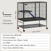 39" Rolling Metal Ferret Cage, Large 2-Tier Cage, Small Animal Cage with Ramps & Tray, Easy to Set up for Pet Rats, Hamster, Guinea Pig, Chinchilla