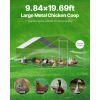 Metal Chicken Coop, 9.8x19.6x6.5 ft Large Walk-in Chicken Runs with Cover, Spire Roof Hen House Enclosure with Security Lock