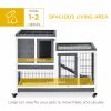 Wooden Rabbit Hutch Elevated Bunny Cage Indoor Small Animal Habitat with Enclosed Run with Wheels, Ramp, Removable Tray Ideal for Guinea Pigs, Grey