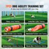 Dog Agility Training Equipment, 7 PCS Set Upgrade w/ Adjustable High Hurdles,6 Weave Poles,2 Tunnels,Jump Ring,Pause Box,Whistle,Foldable Bowl