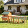 Large 137 Inch Chicken Coop for 8-10 Chickens Wooden Poultry Hen Cage with Nesting Box And Run Orange Backyard Chicken House