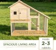 2-Tier Wooden Rabbit Hutch Bunny Cage 55" L - Outdoor Indoor Shelter with Run for Bunnies