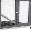 90.5 Inch Wooden Rabbit Hutch Light Gray Bunny Cage Playpen Pet House with Double Side Run Guinea Pig Chicken Duck Enclosure with No Leak Tray And Ram