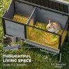 Elevated Rabbit Hutch Outdoor, Wooden Rabbit Cage Bunny House with Pull-out Tray and Openable Plastic Roof