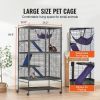 64.6" Rolling Metal Ferret Cage, Large 4-Tier Cage, Small Animal Cage with Ramps & Tray, Easy to Set up for Pet Rats, Hamster, Guinea Pig, Chinchilla