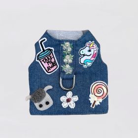Cool Pup Dog  Harness (Color: Blue Flowers, size: MD)
