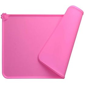 Pet Non Slip Placemat Silicone Mat Waterproof Placemat Feeding Mat Dog Cat Food Tray (Color: PINK)