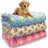 Dog Blankets for Dogs, 3 Pack Dog Blanket Washable 23" x 16", Fuzzy Soft Pet Mat Throw Cover for Kennel Crate Bed, Cute Paw Pattern, Cat Blanket