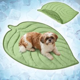 Dog Cooling Mat, Ginkgo Leaf Shape, Pet Pad with Cooling Nylon & Soft Fleece, Q-Max > 0.4 Reversible All Season Blanket for Dogs & Cats (size: Sage Green  Medium)