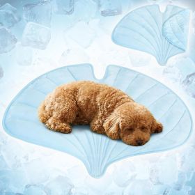 Dog Cooling Mat, Ginkgo Leaf Shape, Pet Pad with Cooling Nylon & Soft Fleece, Q-Max > 0.4 Reversible All Season Blanket for Dogs & Cats (size: Baby Blue Medium)