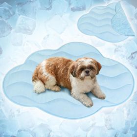 Dog Cooling Mat, Ginkgo Leaf Shape, Pet Pad with Cooling Nylon & Soft Fleece, Q-Max > 0.4 Reversible All Season Blanket for Dogs & Cats (size: Light Blue  Medium)