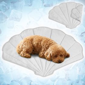 Dog Cooling Mat, Ginkgo Leaf Shape, Pet Pad with Cooling Nylon & Soft Fleece, Q-Max > 0.4 Reversible All Season Blanket for Dogs & Cats (size: Light Grey  Medium)