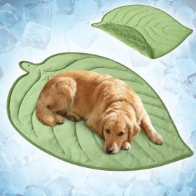 Dog Cooling Mat, Ginkgo Leaf Shape, Pet Pad with Cooling Nylon & Soft Fleece, Q-Max > 0.4 Reversible All Season Blanket for Dogs & Cats (size: Sage Green  Large)
