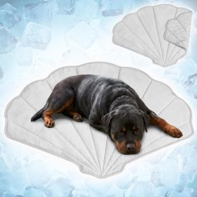 Dog Cooling Mat, Ginkgo Leaf Shape, Pet Pad with Cooling Nylon & Soft Fleece, Q-Max > 0.4 Reversible All Season Blanket for Dogs & Cats (size: Light Grey  Large)