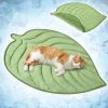 Dog Cooling Mat, Leaf Shape, Pet Pad with Cooling Nylon & Soft Fleece, Q-Max > 0.4 Reversible All Season Blanket for Dogs & Cats, Small 32x39 in