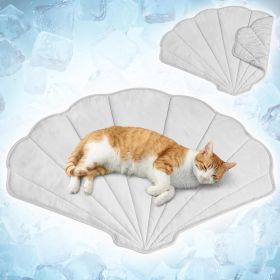 Dog Cooling Mat, Leaf Shape, Pet Pad with Cooling Nylon & Soft Fleece, Q-Max > 0.4 Reversible All Season Blanket for Dogs & Cats, Small 32x39 in (size: Light Grey  Small)