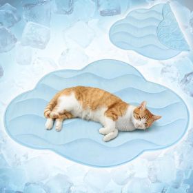 Dog Cooling Mat, Leaf Shape, Pet Pad with Cooling Nylon & Soft Fleece, Q-Max > 0.4 Reversible All Season Blanket for Dogs & Cats, Small 32x39 in (size: Light Blue  Small)