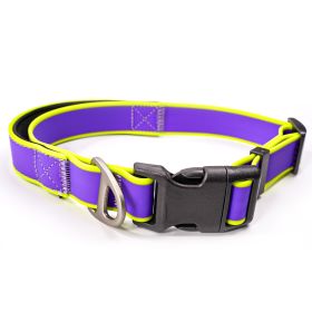 Tactical collar for medium and large dogs Odor-proof & mildew-resistant Beach-ready quick rinse Non-slip padded interior Rust-proof zinc alloy D-ring (Color: Purple-yellow, size: S)
