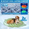 Dog Cooling Mat, Leaf Shape, Pet Pad with Cooling Nylon & Soft Fleece, Q-Max > 0.4 Reversible All Season Blanket for Dogs & Cats, Small 32x39 in