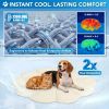 Dog Cooling Mat, Leaf Shape, Pet Pad with Cooling Nylon & Soft Fleece, Q-Max > 0.4 Reversible All Season Blanket for Dogs & Cats, Small 32x39 in